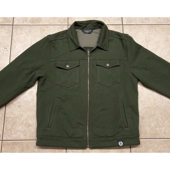 American Giant Jackets & Blazers - American Giant Jacket Womens L Green Fleece Trucker Full Zip Made In USA Cotton